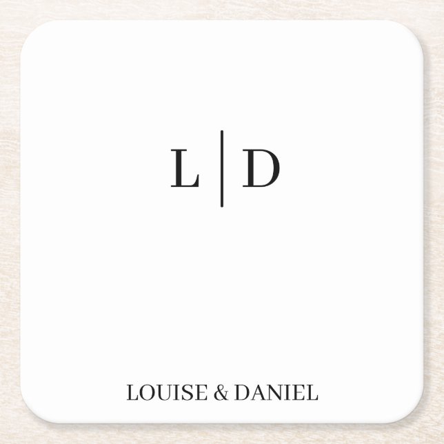 Minimal and Simple Personalised Square Paper Coaster (Front)