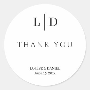 Minimal and Simple Personalised Wedding Classic Round Sticker