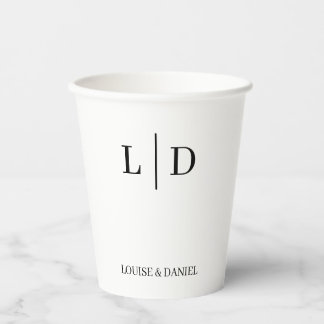 Minimal and Simple Personalised Wedding Paper Cups