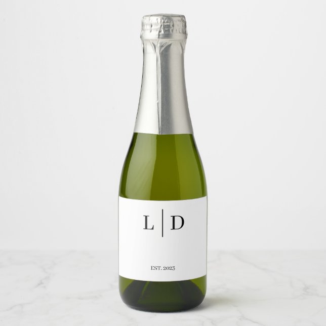 Minimal and Simple Personalised Wedding Sparkling Wine Label (Front)