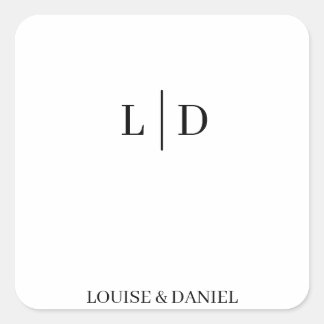 Minimal and Simple Personalised Wedding Square Sticker
