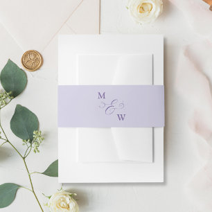 Minimal and Soft Lavender Ampersands Monogram Invitation Belly Band