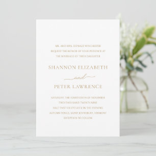 Minimal Antique Gold Formal Elegant Wedding Invitation
