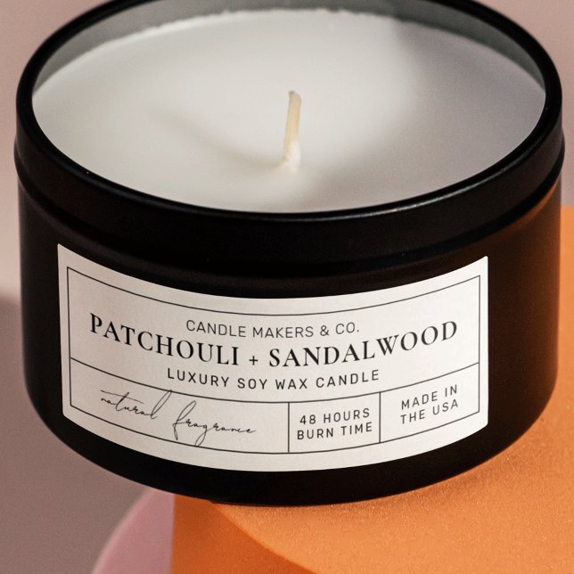 Minimal Apothecary Candle Tin 3x1" Rectangle Label (Minimalist apothecary design thin rectangle label for candle tins (approx 3x1" label size))