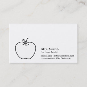 Minimal Apple School Teacher Business Card