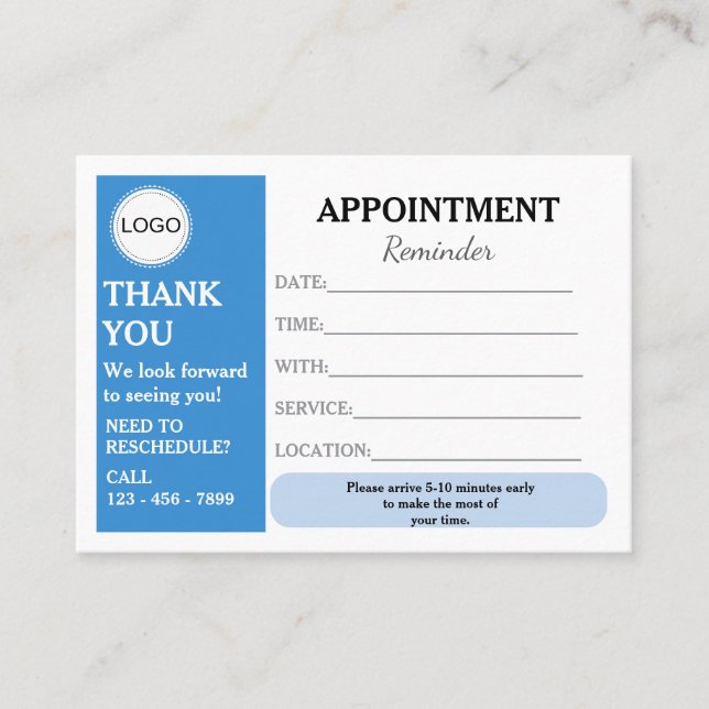 Minimal Appointment Reminder Card (Front)