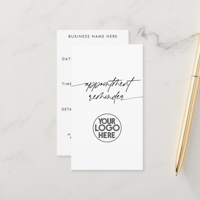 Minimal Appointment Reminder Script Business Logo Card (Front/Back In Situ)