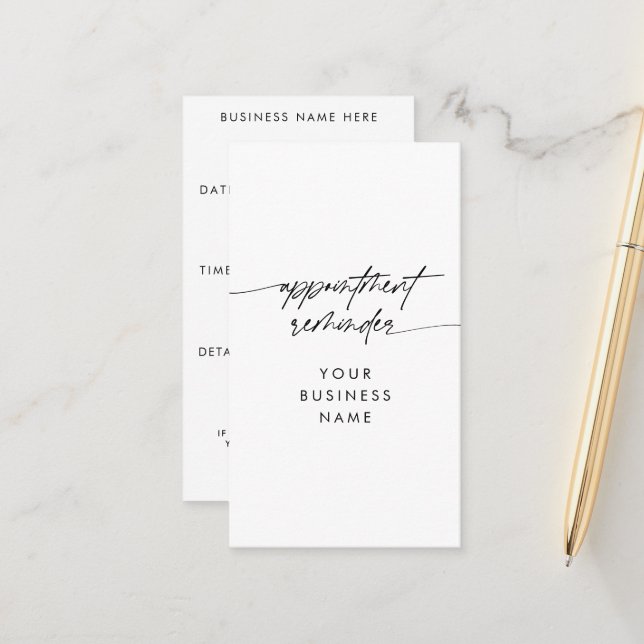 Minimal Appointment Reminder Script Business Name (Front/Back In Situ)