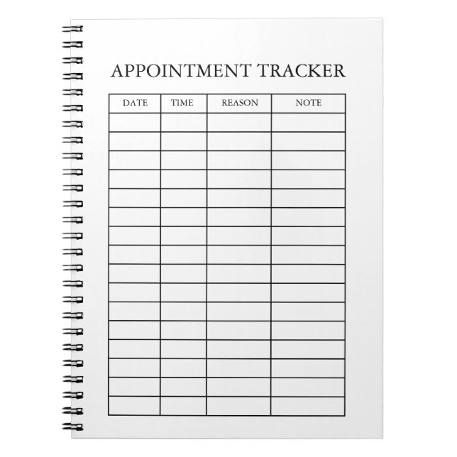 Minimal Appointment Tracker Notepad Notebook (Front)