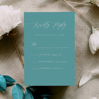 Minimal Aqua Blue RSVP Calligraphy Response Card