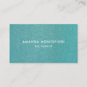 Minimal Aqua Linen Texture Modern Professional Business Card