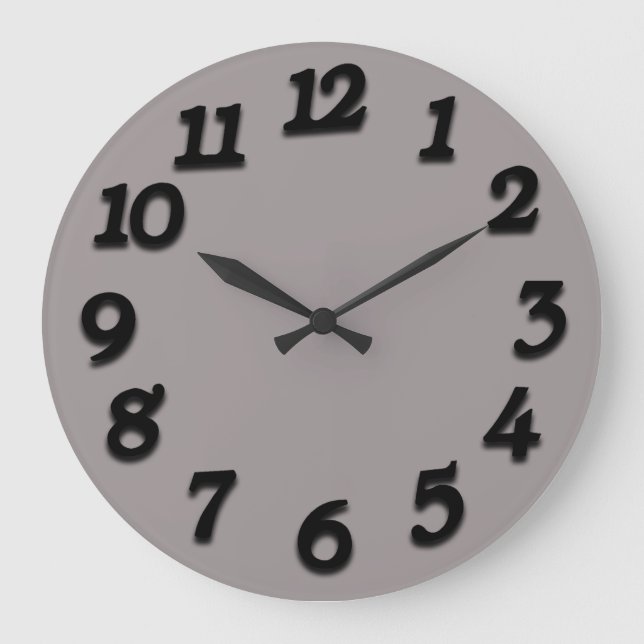 Minimal Arabic Numbers Classic Noir White Large Clock (Front)