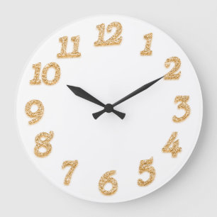 Minimal Arabic Numbers White Peach Honey Pastel Large Clock