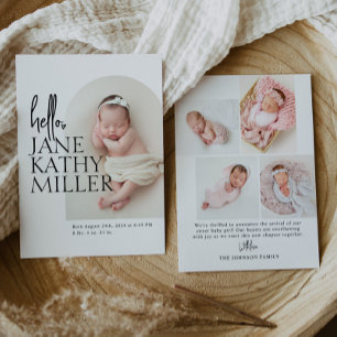 Minimal Arch Baby Photo Modern Birth Announcement