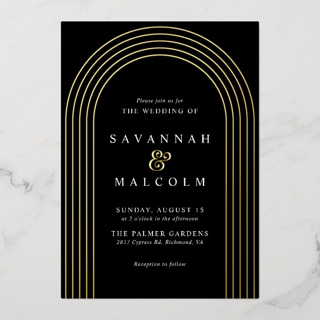 Minimal Arch | Gold and Black Simple Luxe Wedding (Front)