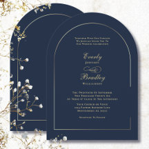 Minimal Arch Navy Gold Elegant Classic Wedding