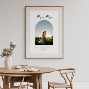 Minimal Arch Photo Custom Mr and Mrs Poster