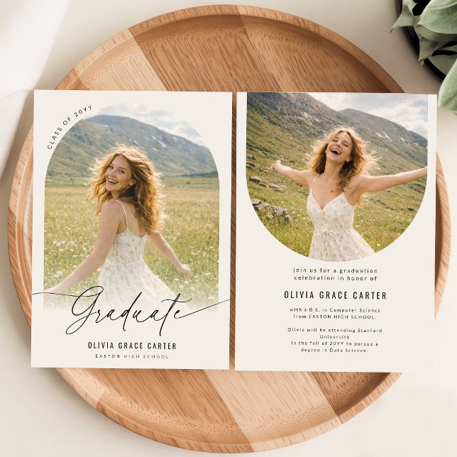 Minimal Arch Photos Graduation Announcement (Creator Uploaded)