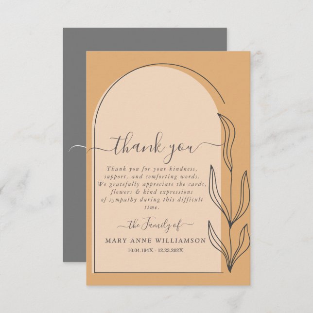 Minimal Arch Script Funeral Thank You Card (Front/Back)