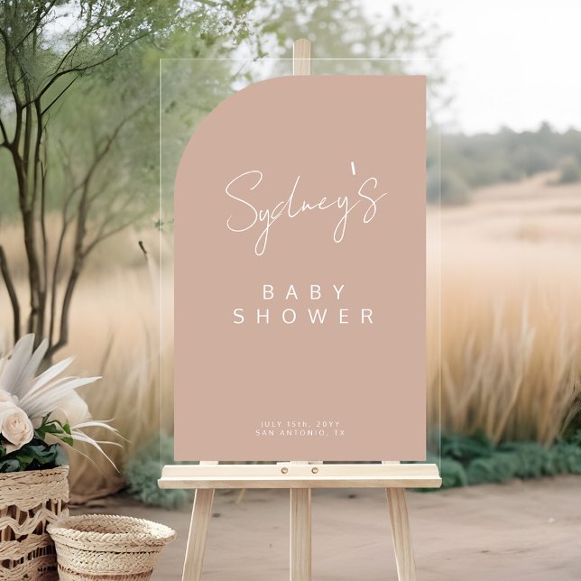 Minimal Arch Shape Brush Script Baby Shower Acrylic Sign (Minimal Arch Shape Brush Script Baby Shower Acrylic Sign)