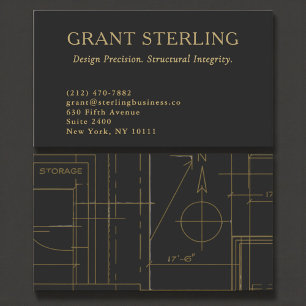 Minimal Architect Architectural Black Gold Business Card