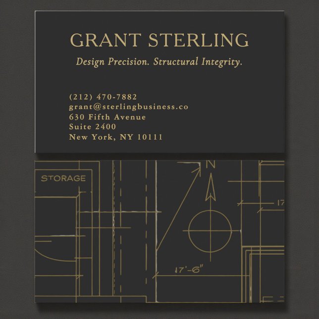 Minimal Architect Architectural Black Gold Business Card (Creator Uploaded)