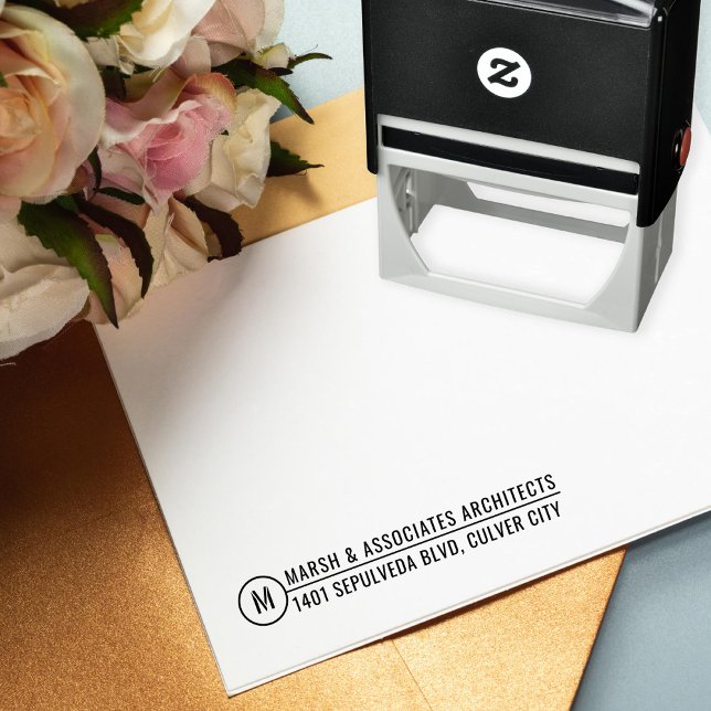Minimal Architectural Title Line Monogram Self-inking Stamp (Creator Uploaded)