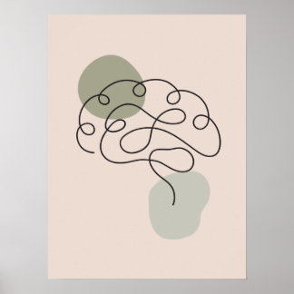 Minimal art brain anatomy poster 