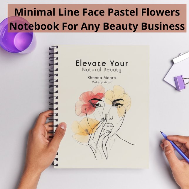 Minimal Art Line Face Flowers Beauty Logo Notebook (Creator Uploaded)