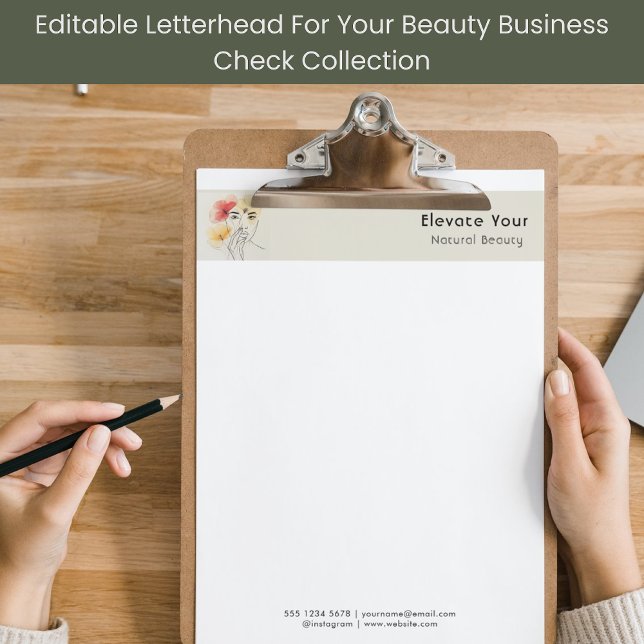 Minimal Art Line Face Pastel Beauty Logo Custom Letterhead (Creator Uploaded)