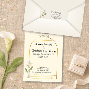 Minimal Art Nouveau Gold Arch Calla Lillie Wedding