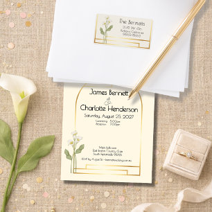 Minimal Art Nouveau Gold Arch Calla Lily Wedding Label