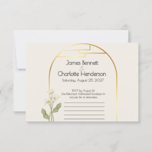 Minimal Art Nouveau Gold Arch Calla Lily Wedding RSVP Card