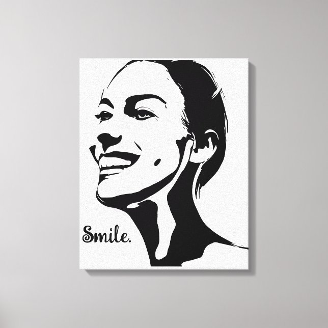 Minimal Art Of A woman Smiling  Canvas Print (Front)