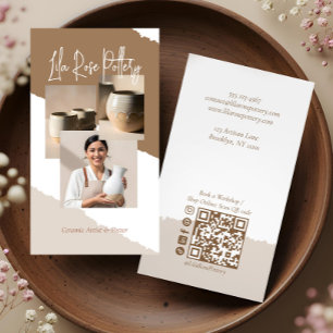 Minimal Artistic Handmade Pottery Photo Collage Business Card