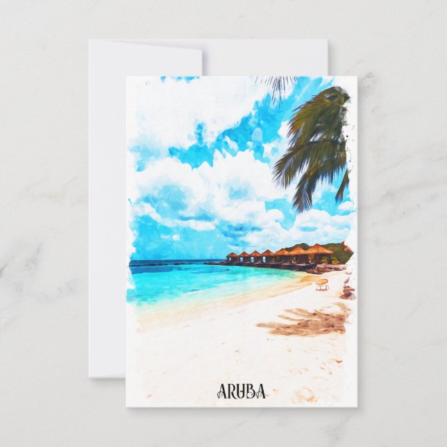 Minimal Aruba Caribbean Island Vacation Card (Front)