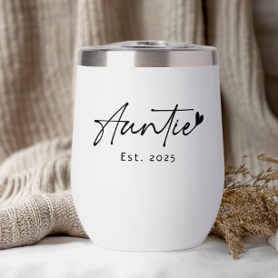 Minimal auntie Est year handwritten script heart