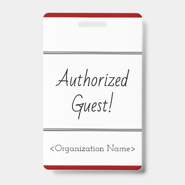Minimal "Authorised Guest!" Badge ID Badge (Front)