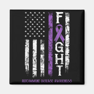 Minimal Autoimmune disease warrior us flag Magnet