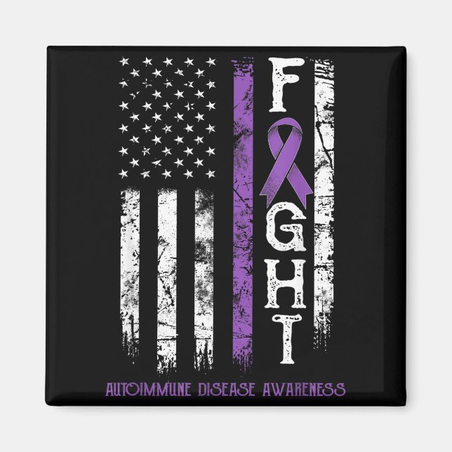 Minimal Autoimmune disease warrior us flag Magnet (Front)