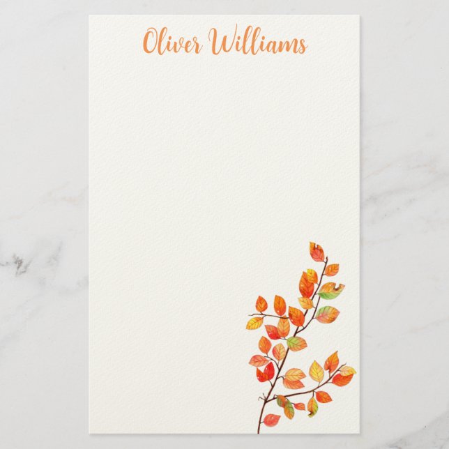 Minimal Autumn Leaves Stationery (Front)