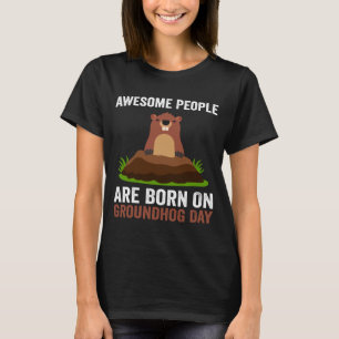 Minimal Awesome People Born Groundhog Day T-Shirt