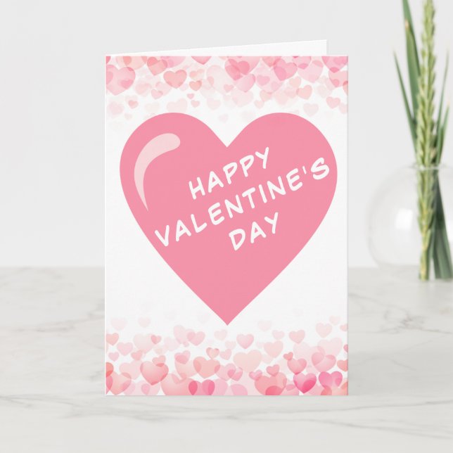 Minimal Baby Pink Heart Happy Valentine's Day Holiday Card (Front)