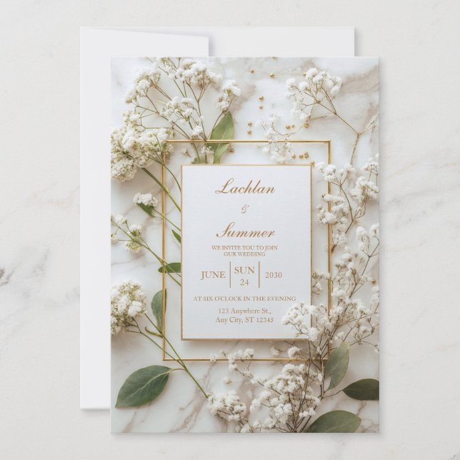 Minimal Baby’s Breath Wedding Invitation (Front)