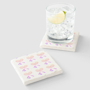 Minimal Badminton Rackets Shuttlecock Birdie Stone Coaster