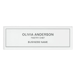 Minimal Bakery White Business Magnetic Name Tag