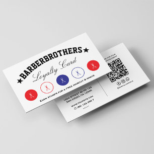Minimal Barber Red White Blue Loyalty Scissors Business Card