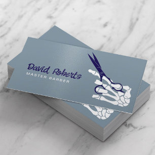 Minimal Barber Skull Hand & Scissor Hair Stylist Business Card