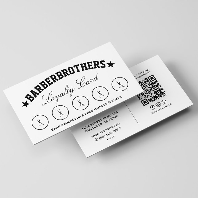 Minimal Barber White Barbershop Loyalty Scissors  Business Card (Creator Uploaded)
