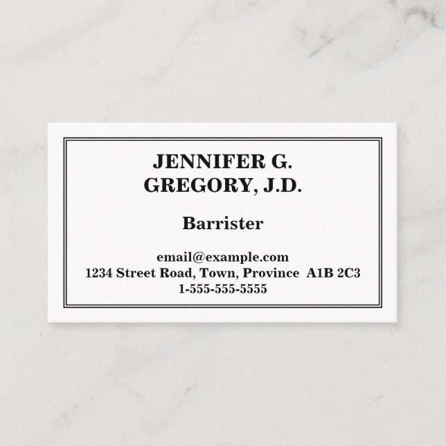 Minimal Barrister Business Card (Front)